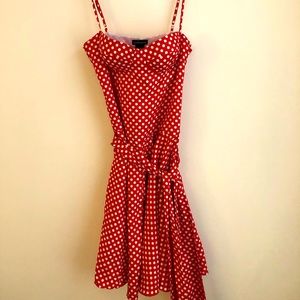 Red and White Silk Dress